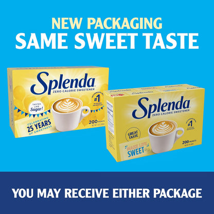 SPLENDA Zero Calorie Sweetener Packets – Office Desk Productivity Booster, Single-Serve Sucralose for Quick Mid-Workday Coffee