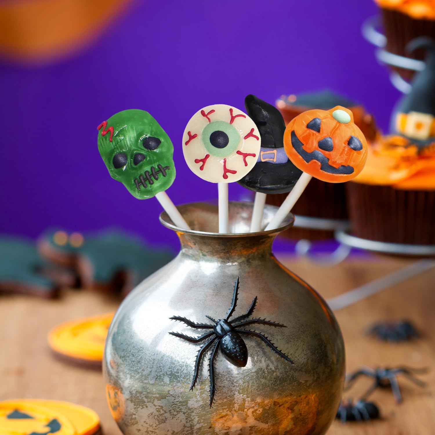Spooky Shaped Lollipops Individually Wrapped Kids Halloween Treats for School Goodie Bags and Party Favors
