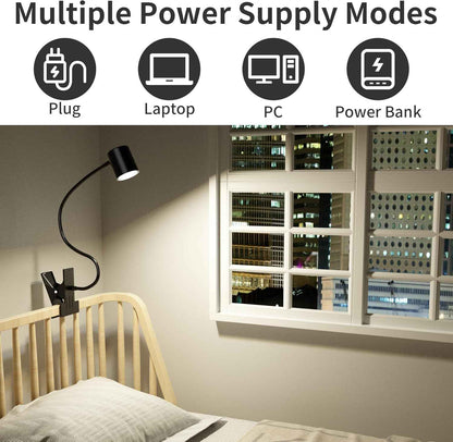 Dott Arts Clip-On Light – Study Lamp for Desk Work and Late-Night Research, 3 Color Temperatures