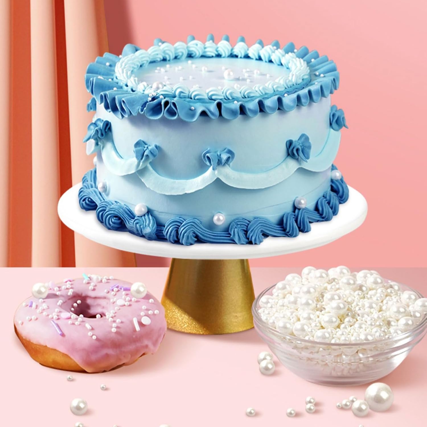 Sprinkles for Cake Decorating White Pearl Sprinkles 4 Sizes Mix Birthday Gift for Mom Baker Cake Cupcake Toppings