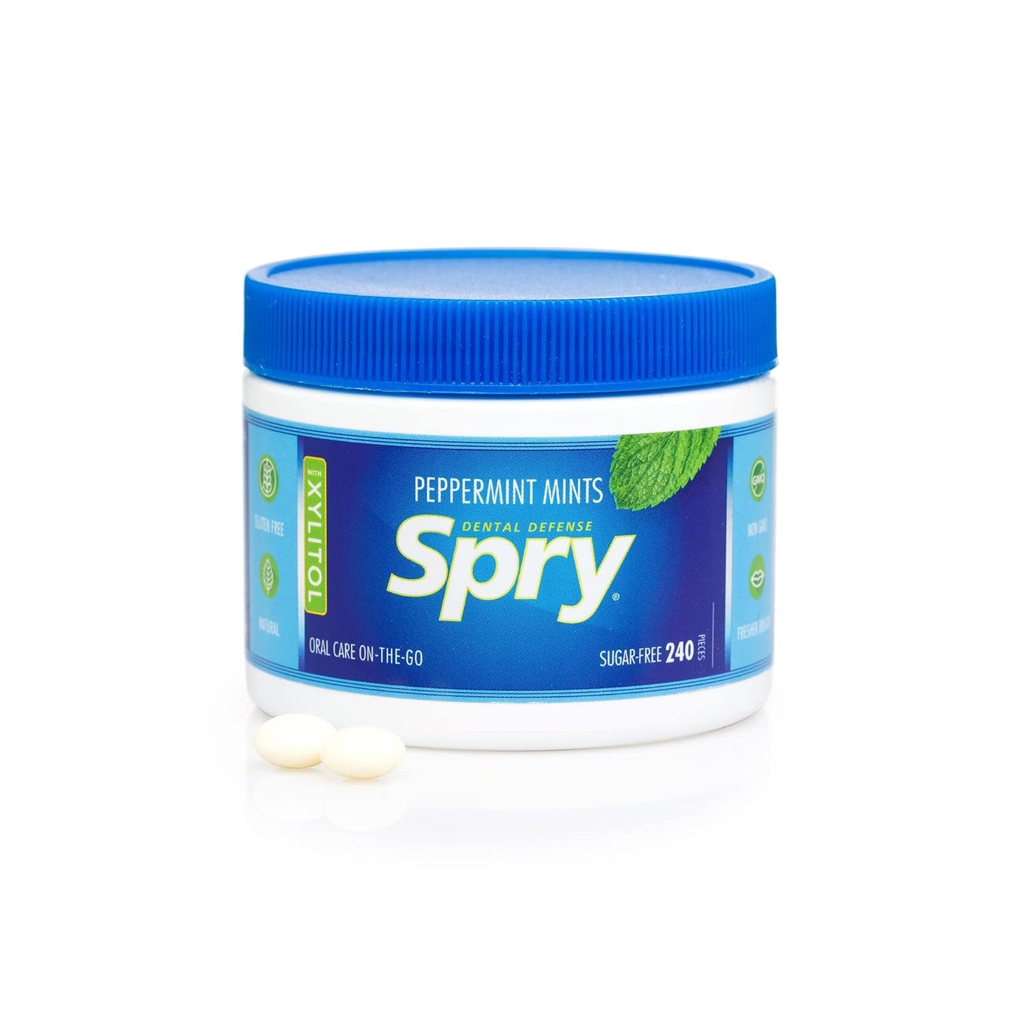 Spry Xylitol Berry Blast Mints Sugar Free Candy - Bedside Dry Mouth Relief for Nighttime Wellness Ritual, 45 Count
