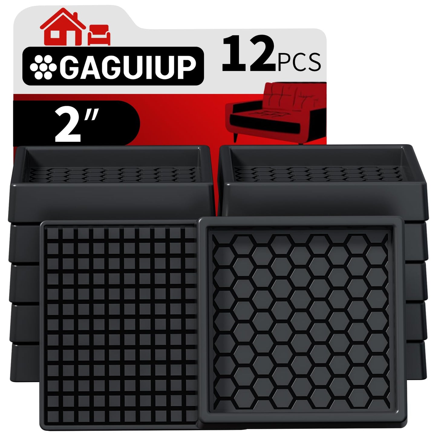 Square - 2" 12pcs Black