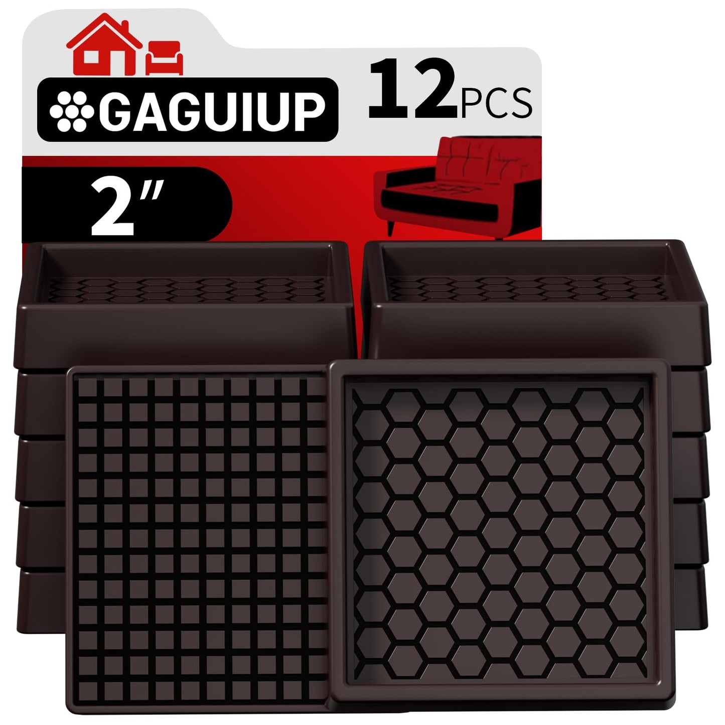 Square - 2" 12pcs Brown