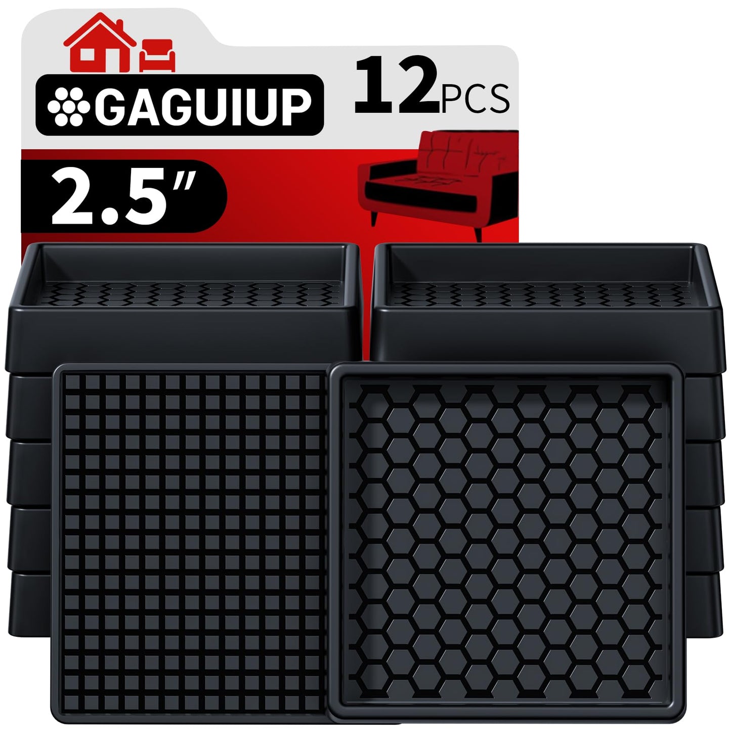Square - 2.5" 12pcs Black