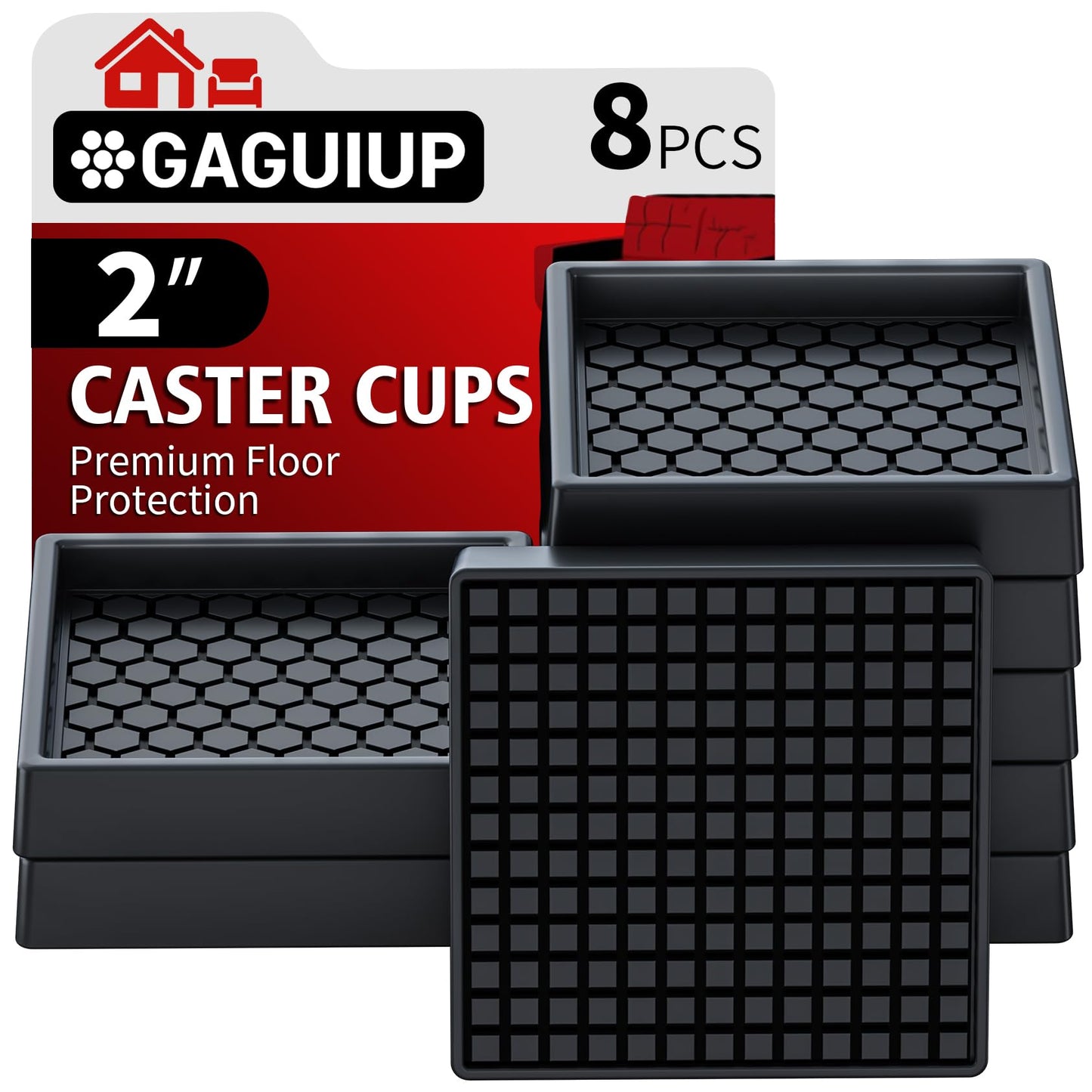 Square - 2" 8pcs Black