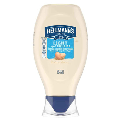 Hellmann's Light Mayonnaise Squeeze Bottle – Portable Backyard BBQ Condiment for Grilled Burgers and Sandwiches