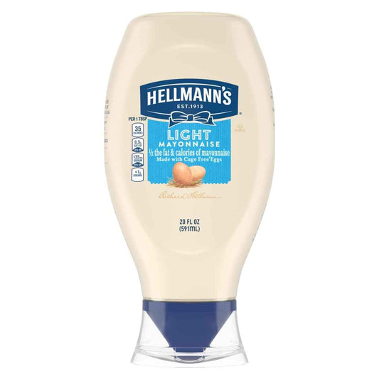 Hellmann's Light Mayonnaise Squeeze Bottle – Portable Backyard BBQ Condiment for Grilled Burgers and Sandwiches
