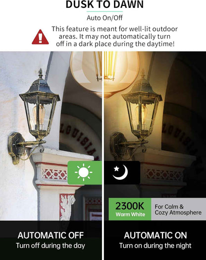 HQ-H027 Retro Filament LED Bulb for Vintage Sconces, Barn-Style Fixtures, and Coffee Bar Aesthetic, 2-Pack