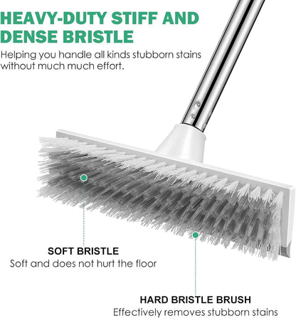 SetSail 51 Inch Floor Scrub Brush with Squeegee – No-Bend Extendable Handle to Reduce Back and Knee Strain During Long Cleaning Tasks