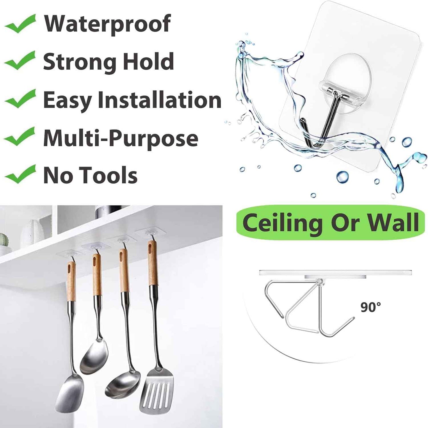 JINSHUNFA Adhesive Wall Hooks – Workspace Hook for Home Office and Study Room, No Drill