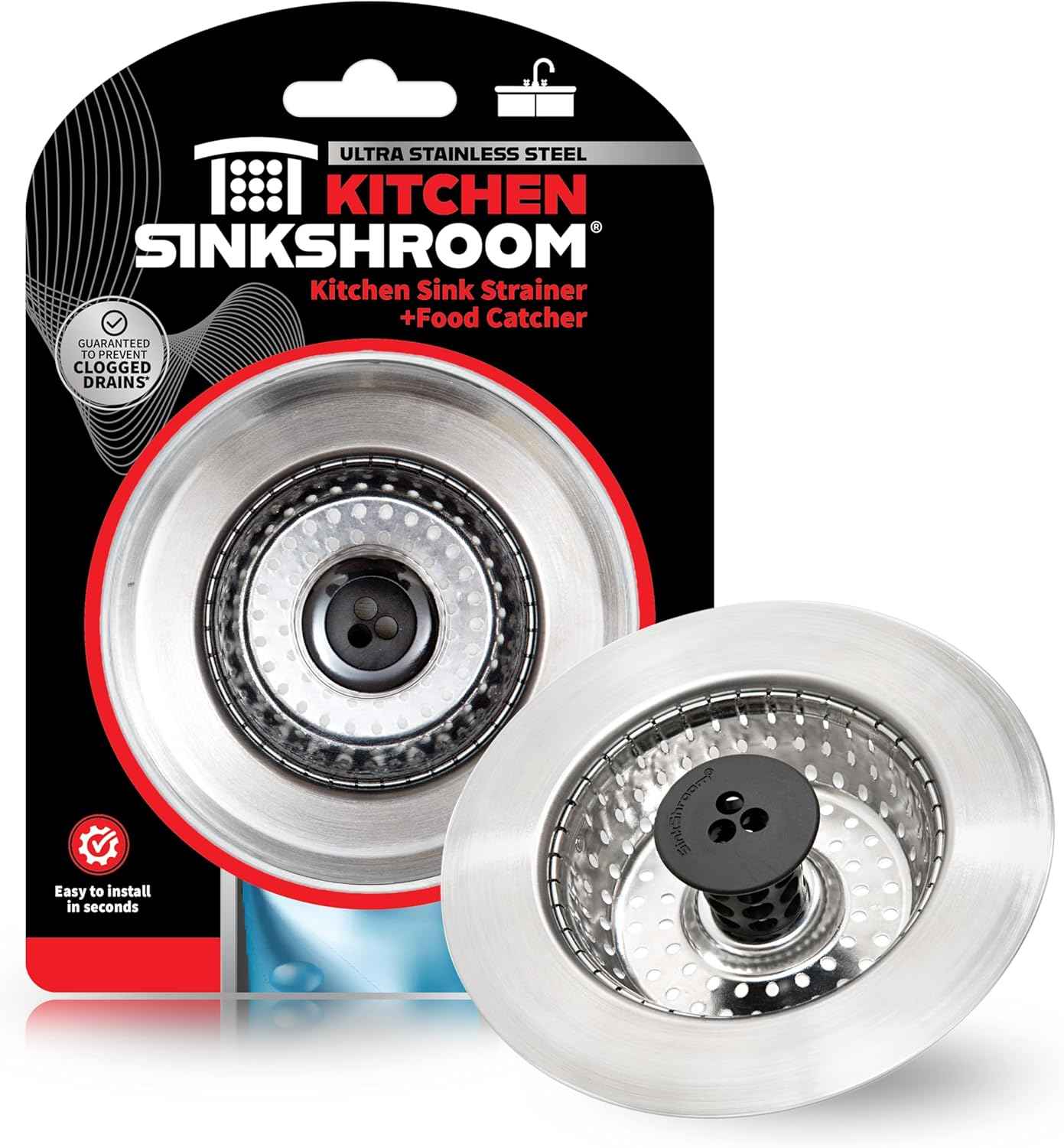 Kitchen SinkShroom Stainless Steel Sink Strainer for Modern Minimalist Kitchens, Clog-Free Design