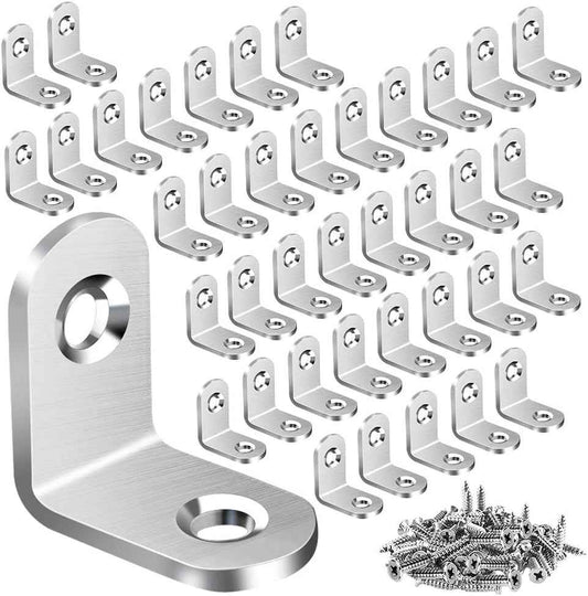 AODLANA Stainless Steel L Brackets – Stylish Hardware for Living Room Furniture, Reinforce Bookcase Corners
