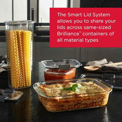 Rubbermaid Brilliance Glass Containers – Uncluttered Kitchen Storage, Stackable Rectangular Design