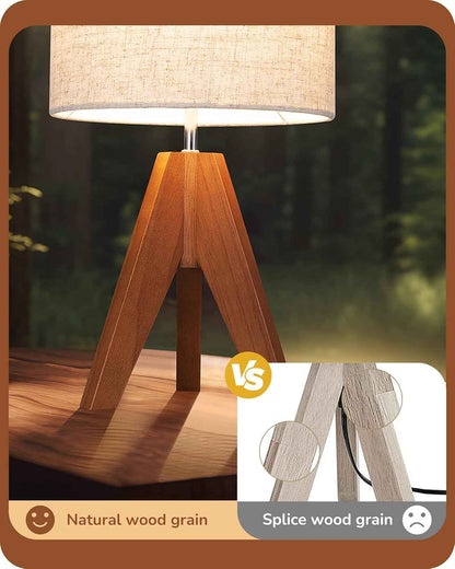 EDISHINE Small Wooden Nightstand Lamp – Tip-Resistant Baby Light for Nursery and Playroom