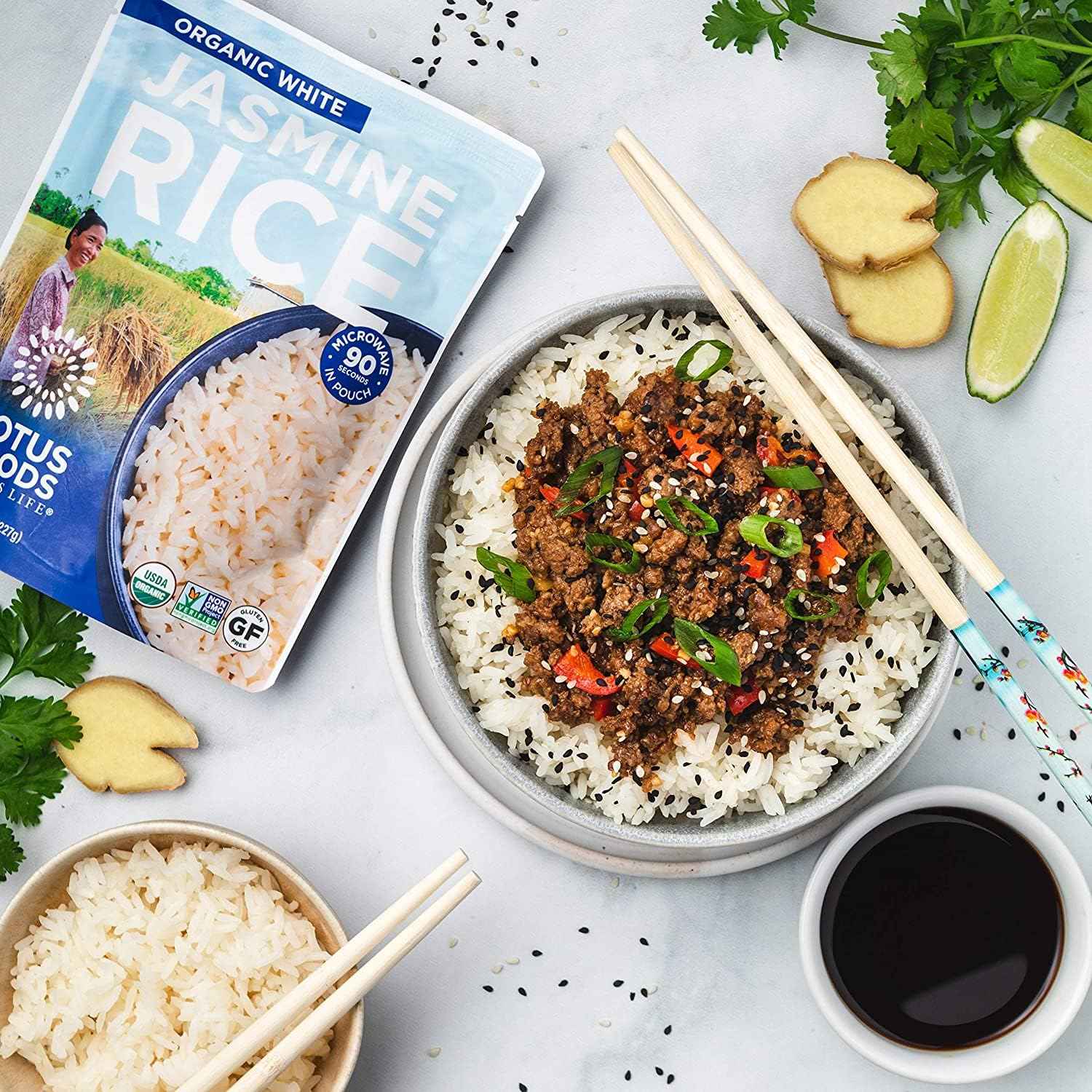 Lotus Foods Organic White Jasmine Rice 8 oz – One-Ingredient Pantry Essential for Minimalist Kitchens