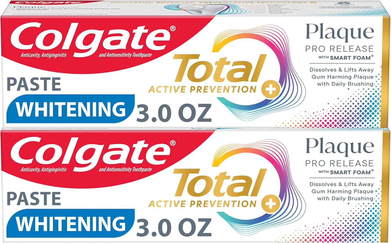 Colgate Total Plaque Pro Release Whitening Toothpaste – Clean Formula, One-Tube Solution for Gum & Whitening