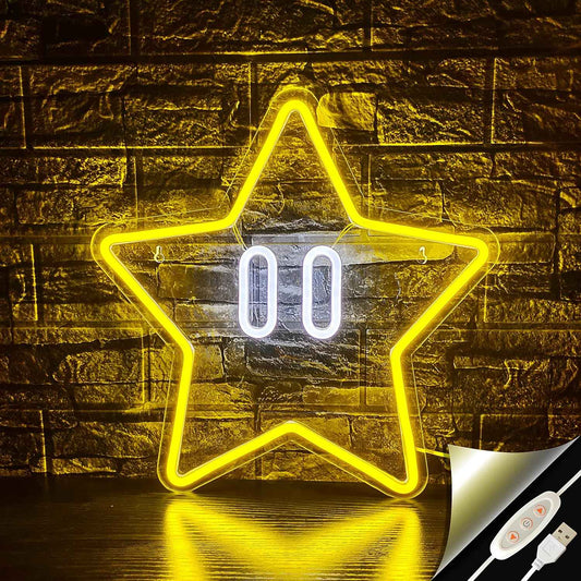 Star Neon Sign – Birthday Gift for Boys and Gamer Kids, Ready-to-Glow Wall Light with USB Cable