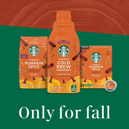Starbucks Cold Brew Pumpkin Spice Concentrate – Home Office Focus Drink, 32 oz Smooth Low-Acidity Coffee