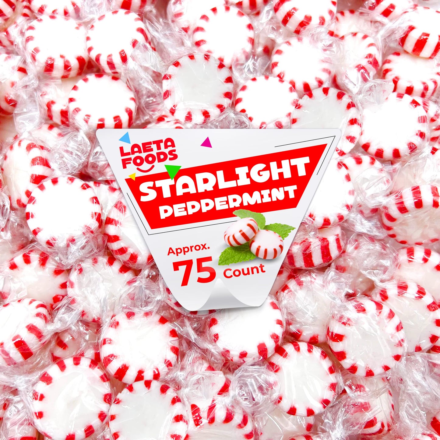 Starlight Peppermint Mints | 1 Pound Bag - Approx. 75 Count | Hard Candy | Individually Wrapped