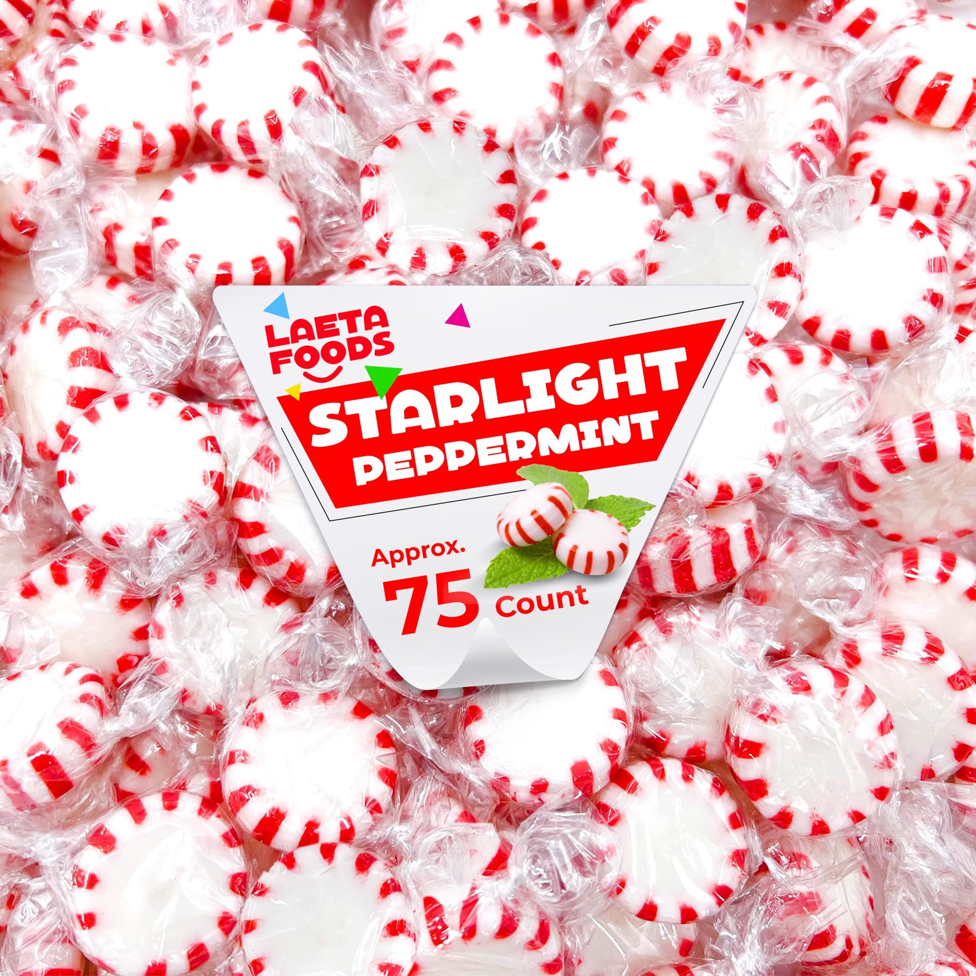 Starlight Peppermint Mints | 1 Pound Bag - Approx. 75 Count | Hard Candy | Individually Wrapped