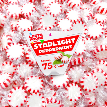 Starlight Peppermint Mints | 1 Pound Bag - Approx. 75 Count | Hard Candy | Individually Wrapped