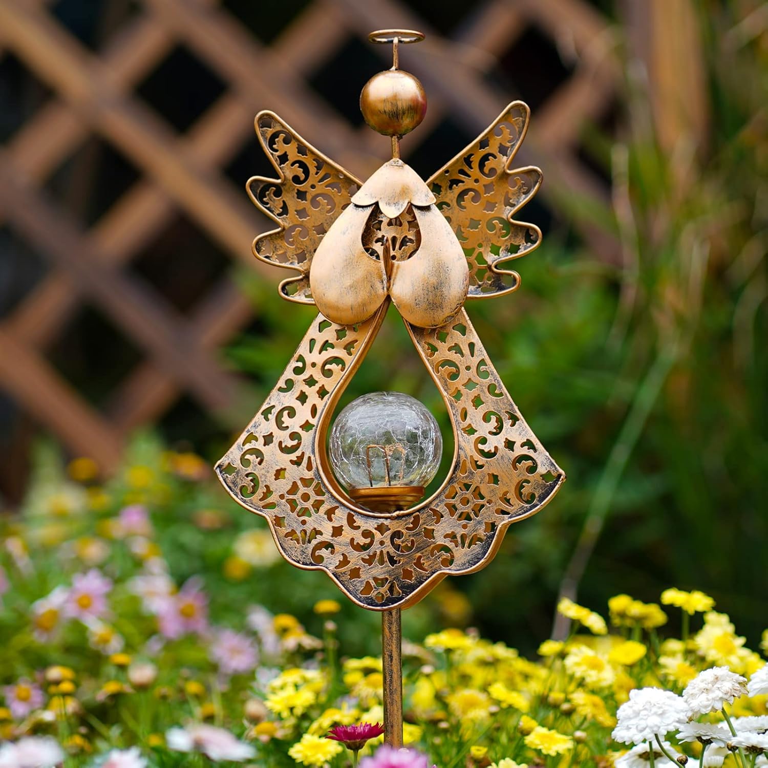 Starryfill Angel Solar Stake Light – Weatherproof Garden and Lawn Decor, 40.5" Bronze Finish