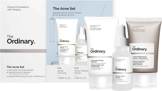 The Acne Set Glucoside Cleanser BHA Solution and NMF – Evening Self-Care Routine for Hormonal Acne