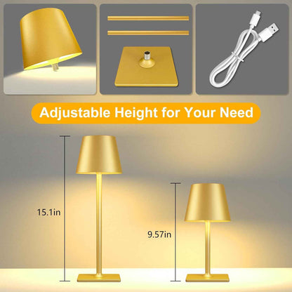 LEDLUX Rechargeable Table Lamp – Thoughtful Housewarming and Birthday Gift for Her, 2-Pack Gold and White