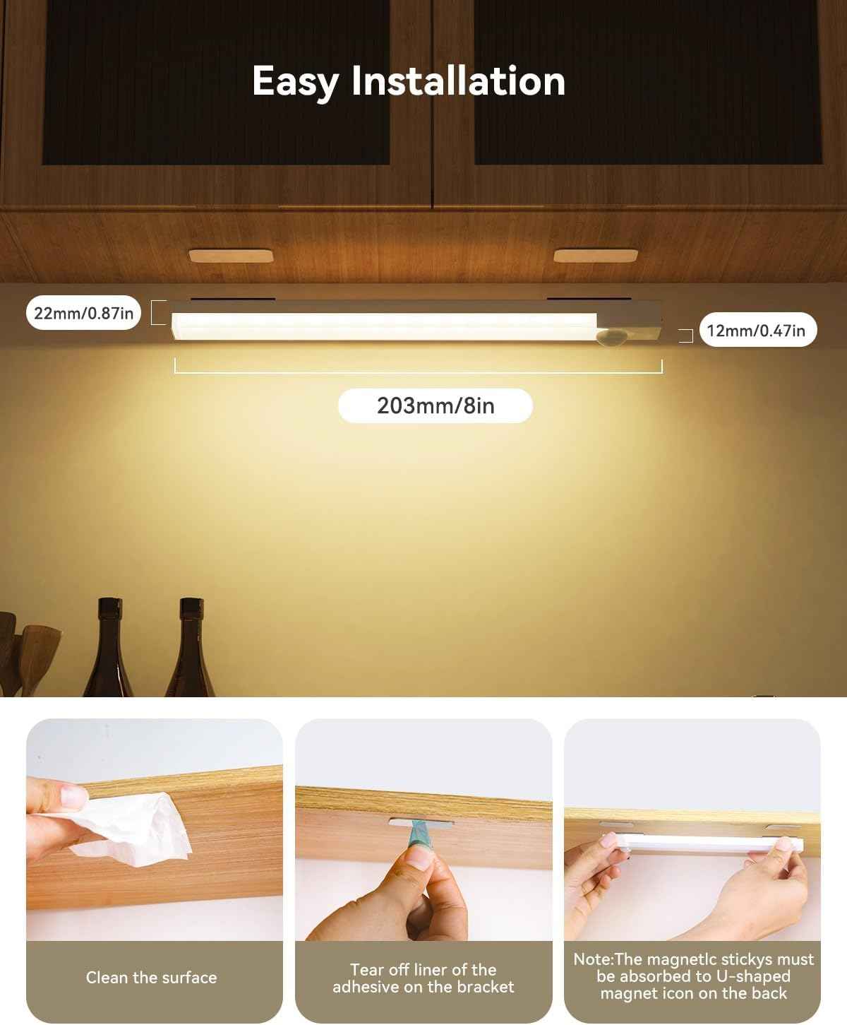 LuminWick Slim Light – 0.47-Inch Ultra-Low Profile LED for Clean Under Cabinet Lines