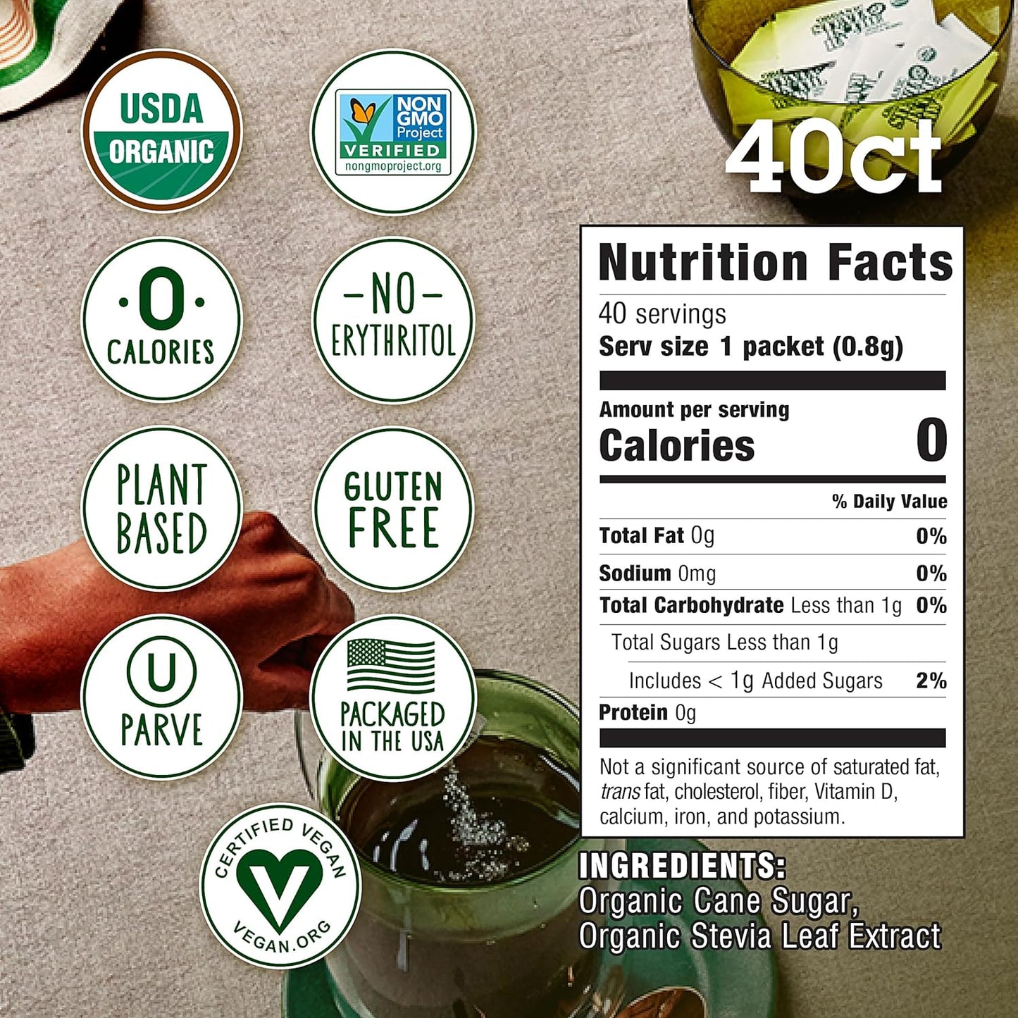 Stevia In The Raw Organic Stevia Sweetener Packets – Streamlined Countertop Sweetener for Clutter-Free Kitchens