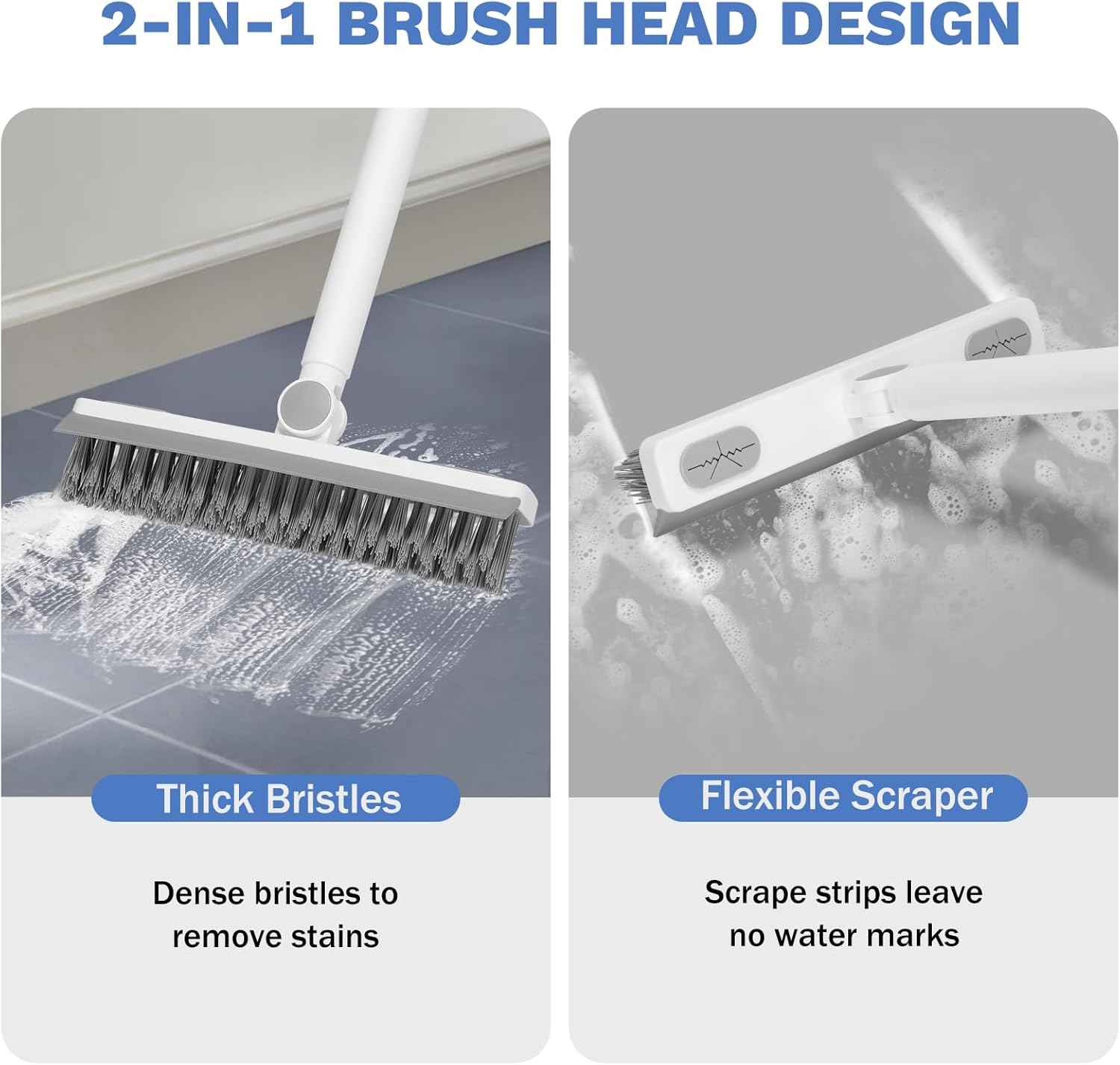 SetSail V-Shaped Grout Brush with Long Handle – Quick Home Office and Entryway Tile Floor Scrubber, No-Bend Design