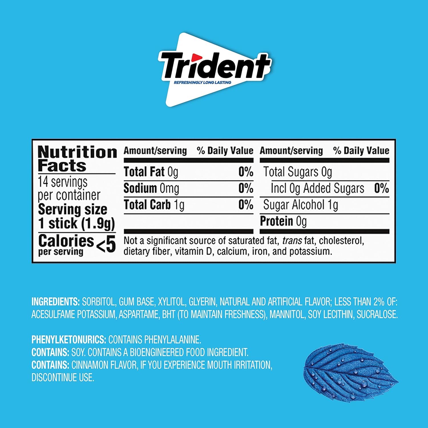 stimulates saliva flow when chewed 20 minutes after eating to neutralize plaque acids