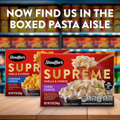 Stouffer's Supreme Shells Three Cheese Stovetop Mac – Nostalgic Comfort Food for Cozy Home Dining, No Artificial Flavors