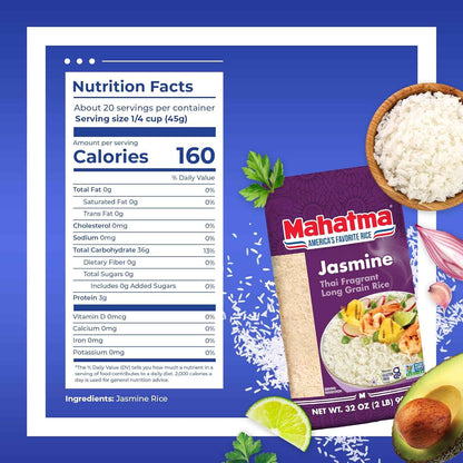 Mahatma Jasmine Rice 2 lb – Clean-Ingredient Pantry Staple for Mindful Home Cooking