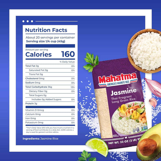 Mahatma Jasmine Rice 2 lb – Clean-Ingredient Pantry Staple for Mindful Home Cooking
