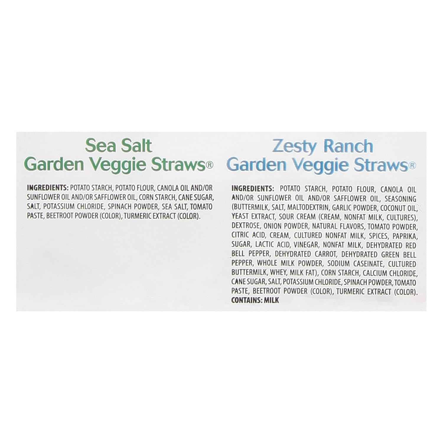 Sensible Portions Garden Veggie Straws Multi-Pack for Low-Calorie Office Snacking, Sea Salt and Zesty Ranch
