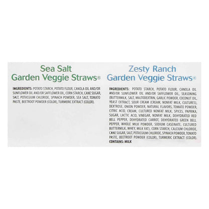 Sensible Portions Garden Veggie Straws Multi-Pack for Low-Calorie Office Snacking, Sea Salt and Zesty Ranch