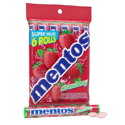 Mentos Chewy Mint Candy Roll – Nostalgic Birthday Gift for Mom, Fruit and Mint Flavor Party Favor Pack of 6