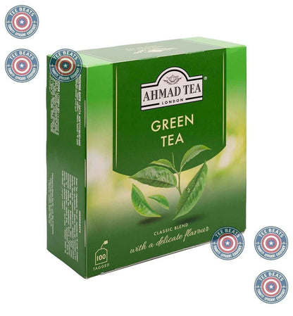 Ahmad Tea Green Tea Bags 100 Count – Evening Wind-Down Herbal Companion for Wellness Routines