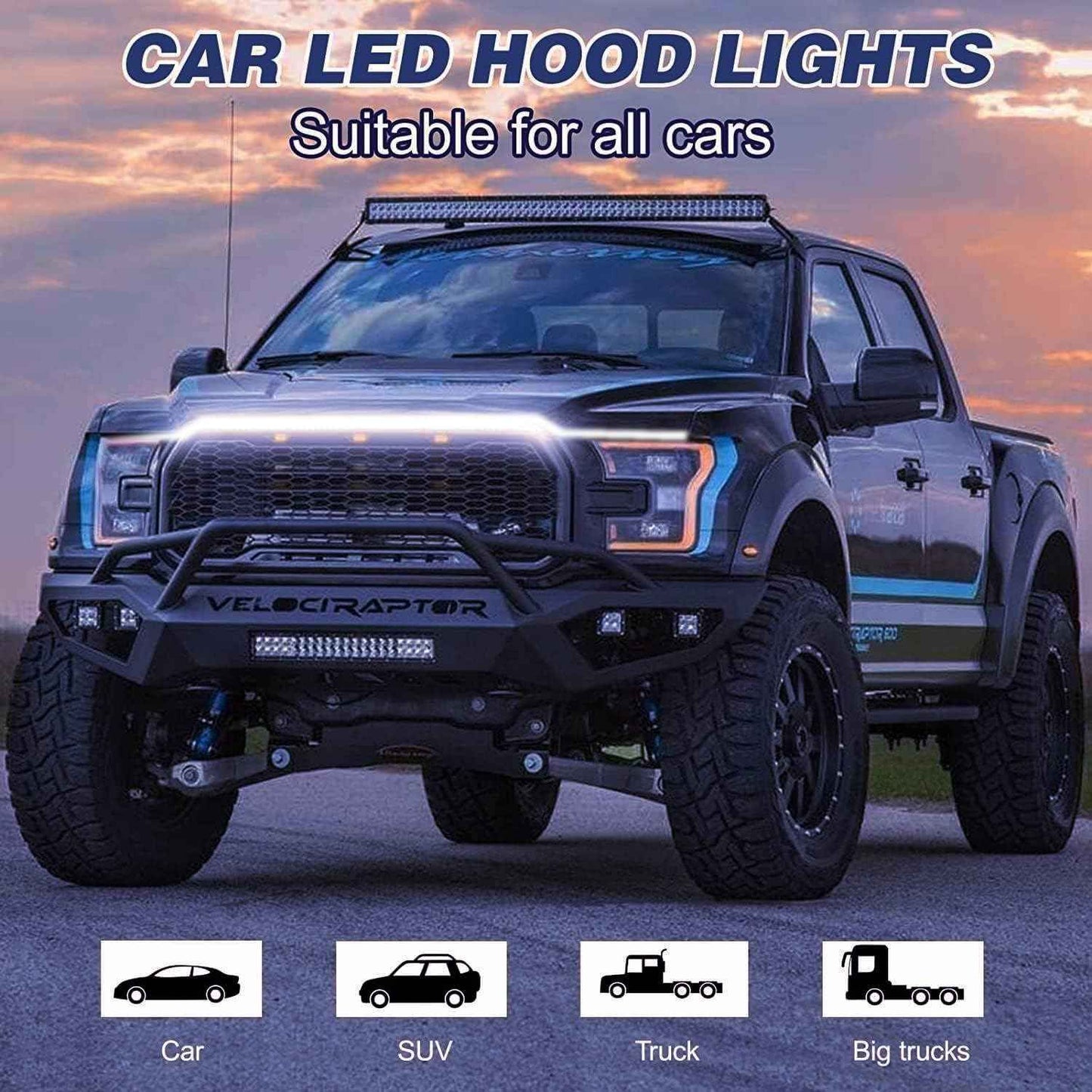 Truck & SUV LED Hood Light Strip – Unique Holiday Gift for Car Enthusiasts, Waterproof Daytime Running Light