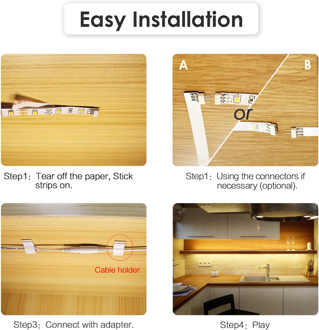 strong adhesive backing for screw-free, tool-free installation in minutes