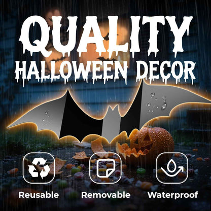 HauntNest PVC Bat Decals – Modern Gothic Halloween Home Accents for Mantel, Doorway, and Accent Walls, Waterproof