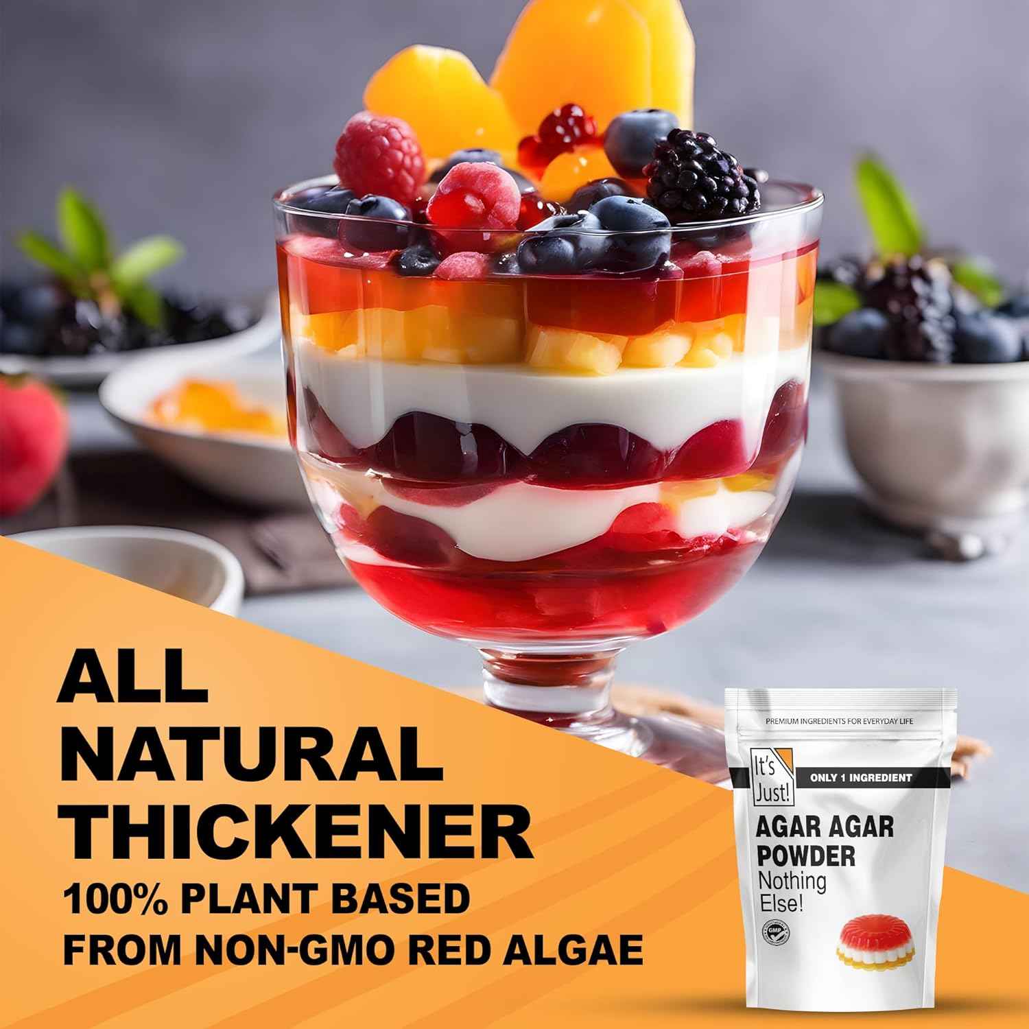 It's Just - Agar Agar Powder 6oz Vegan Gelatin Substitute for Clean Eating and Wellness Focused Home Bakers