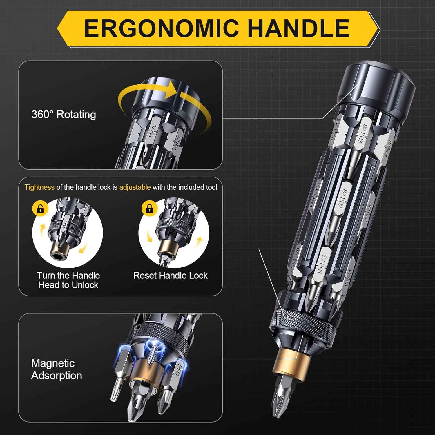 JOREST 19-in-1 Multi Bit Screwdriver Set – Single Tool Replaces a Drawer Full of Screwdrivers for Clean, Clutter-Free Spaces