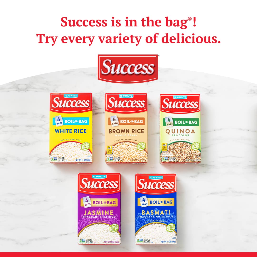 Success Boil-in-Bag Rice, Clean Pre-Portioned White Rice for Clutter-Free Kitchens, No Rice Cooker Required