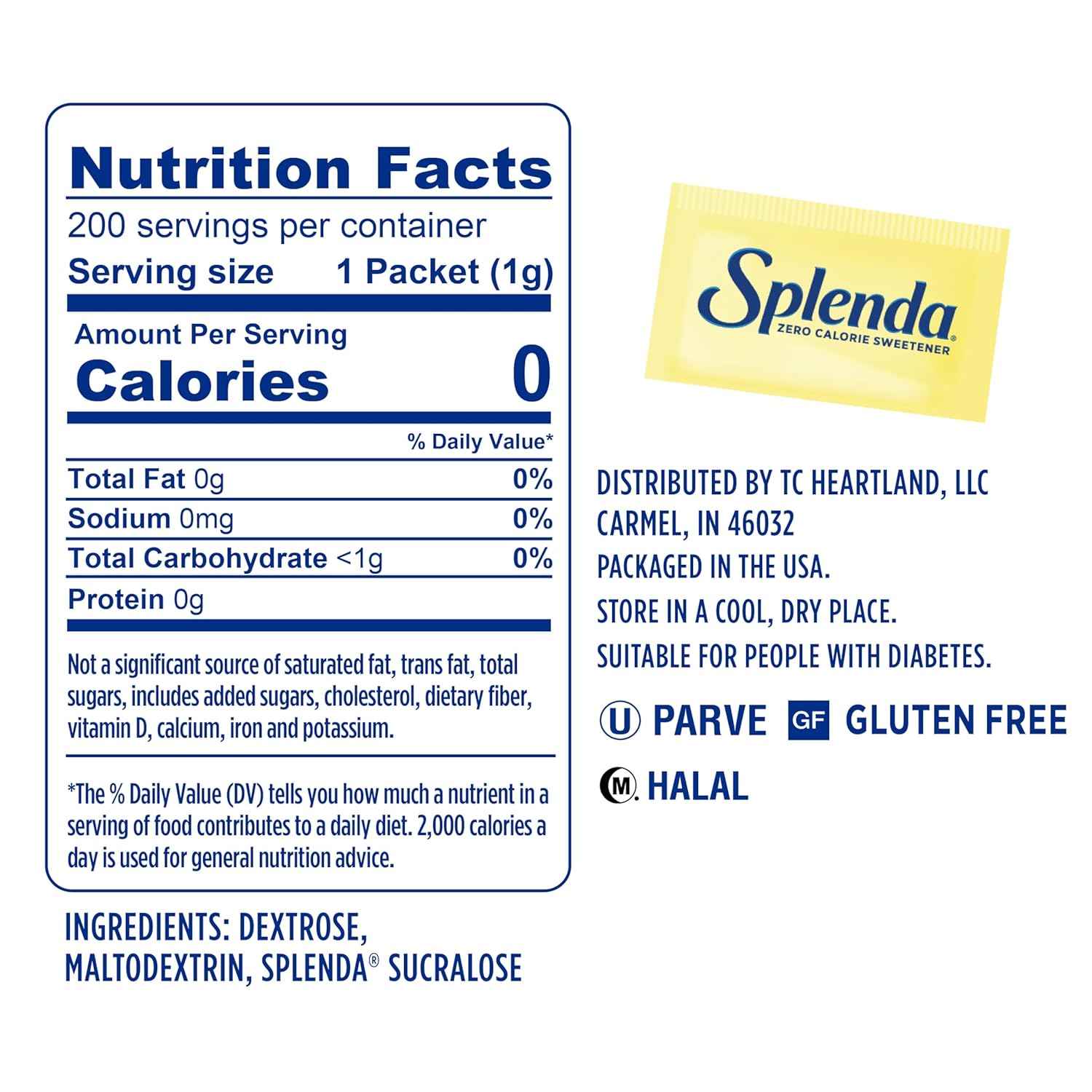 SPLENDA Zero Calorie Sweetener Packets – Office Desk Productivity Booster, Single-Serve Sucralose for Quick Mid-Workday Coffee