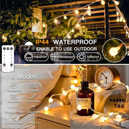 suddus 100 LED Globe String Lights – Ready-to-Give Housewarming Gift for New Homeowners, Warm White Plug-in with Remote