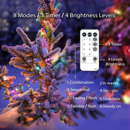 suddus 200 LED Outdoor String Lights – IP44 Waterproof Patio Lights with End-to-End Connectability Up to 396ft