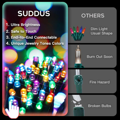 suddus 200 LED Outdoor String Lights – IP44 Waterproof Patio Lights with End-to-End Connectability Up to 396ft