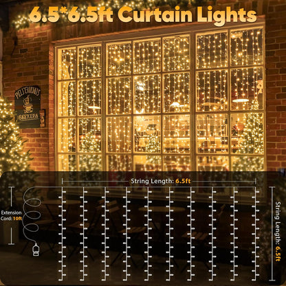 suddus Curtain Lights Birthday Gift for Her – 200 LED Warm White Bedroom Decor with Remote and Timer